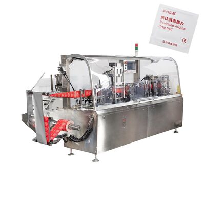 อัตโนมัติเต็ม 4 ทิศ ปิดเครื่องบรรจุผ้าเปียกเปียก Single Sachet Alcohol Swab Packaging Machine