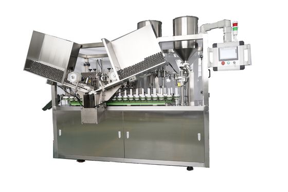 เครื่องบรรจุท่ออ่อนและเครื่องปิดเครื่องปรับความร้อนภายในจากพลาสติกผสมผสาน พร้อมเครื่องเย็นสําหรับครีมมือ